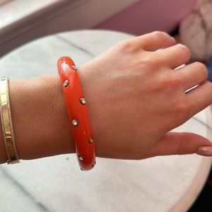 Jcrew orange enamel diamond bracelet